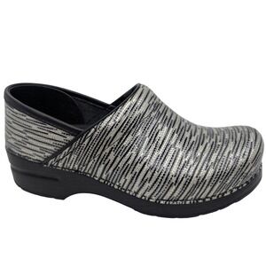 Dansko Professional Metallic Stripe Clogs Mules  Comfort Shoes Women Size 38